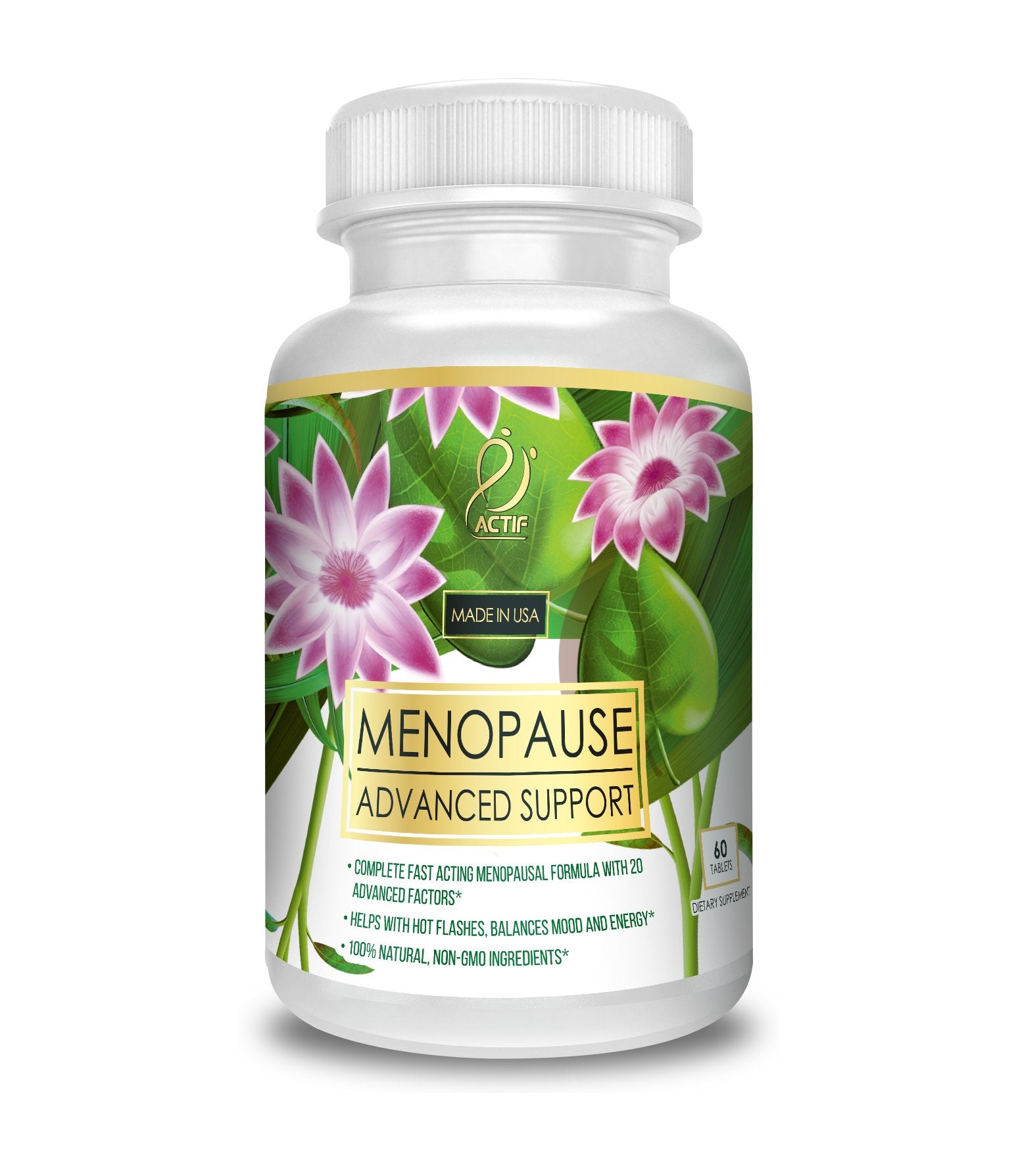 ACTIF Menopause Advanced Support capsules highlight easy daily dosing for convenience.