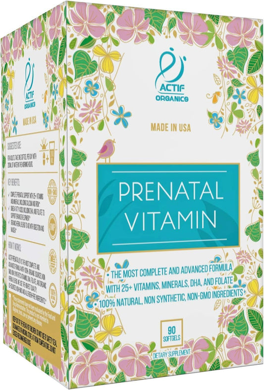 ACTIF Organic Prenatal capsule showing digestive support for prenatal digestion.