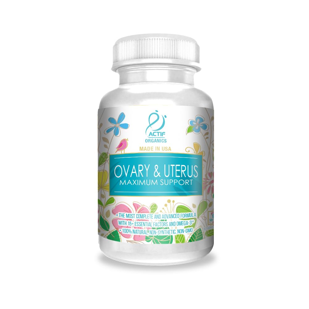 ACTIF Ovary and Uterus Maximum Support bottle highlighting the 90 capsules formula for ovarian health