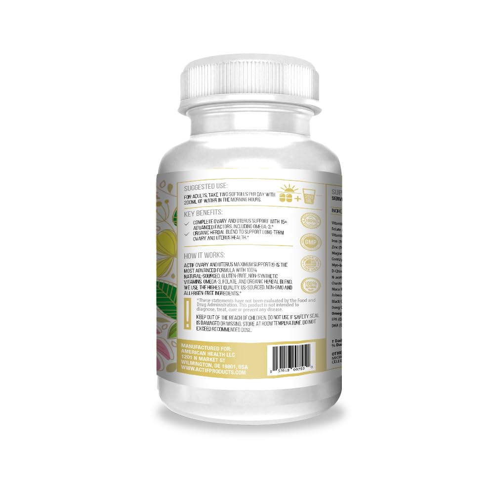ACTIF Ovary and Uterus Maximum Support capsules ready for daily use to support hormone balance