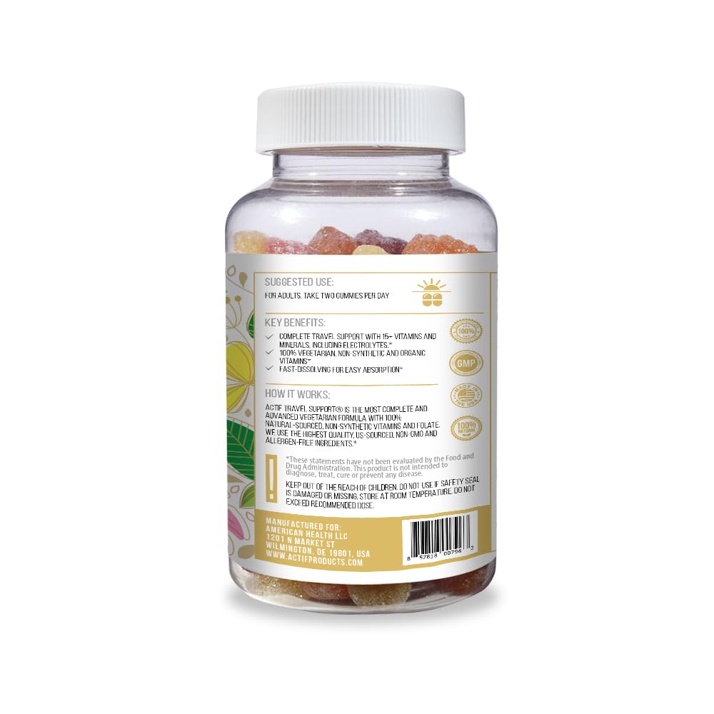 ACTIF Travel Mega Support ingredients profile highlighting 15+ nutrients