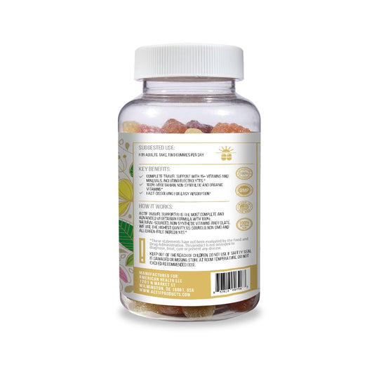 ACTIF Travel Mega Support ingredients profile highlighting 15+ nutrients