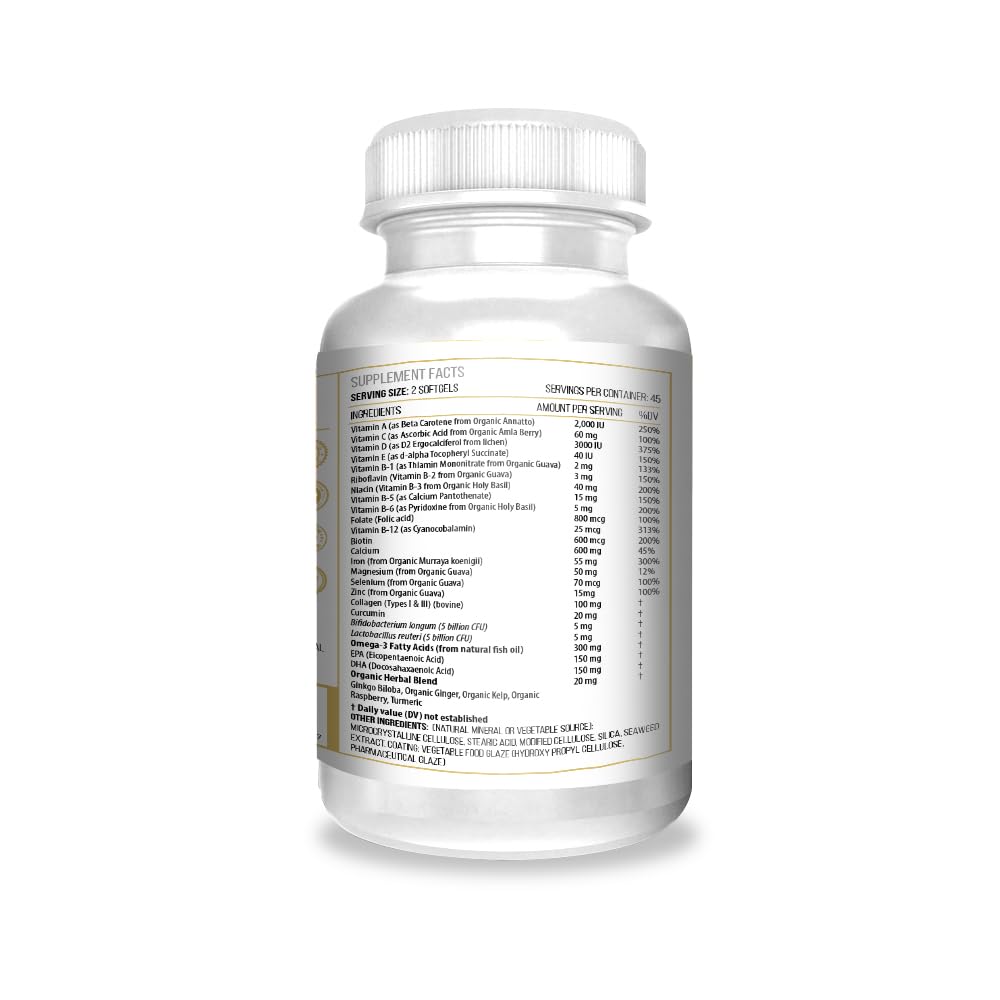 ACTIF Organic Multivitamin for women 80+ in routine use emphasizes Omega-3 and antioxidants.