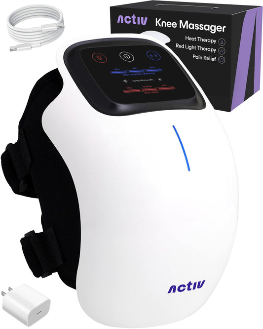 Activ knee massager front view with heat and red light for post-workout relief