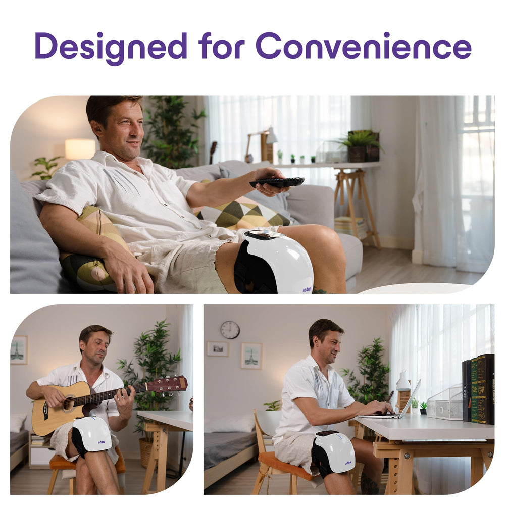 Activ knee massager in use after workout showing relaxing warmth and massage
