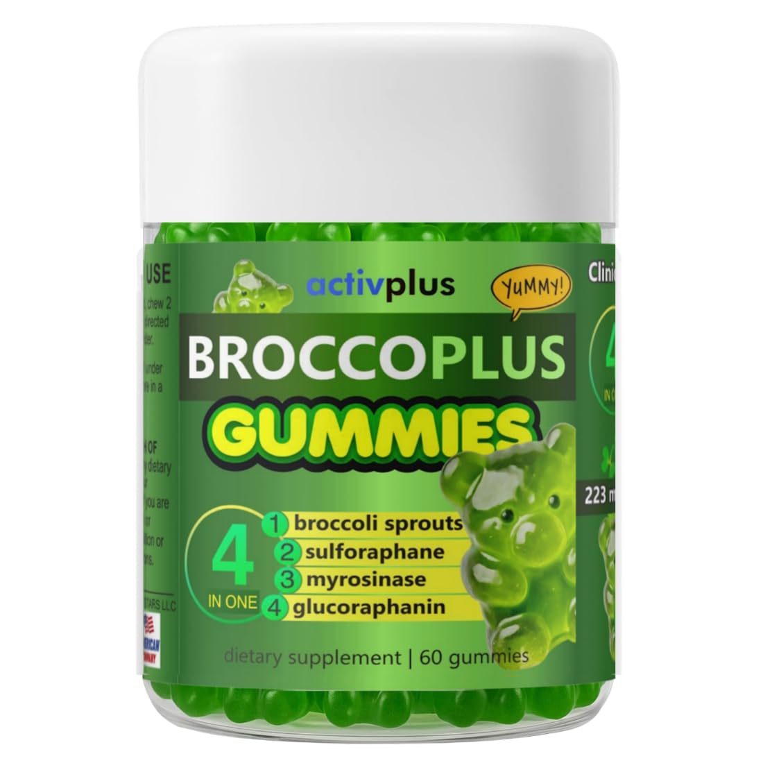 Activ Plus sulforaphane gummies with broccoli sprouts for daily immune support.
