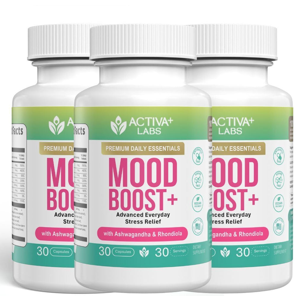 Activa Labs Mood Boost bottle front promoting balanced mood support for daily resilience