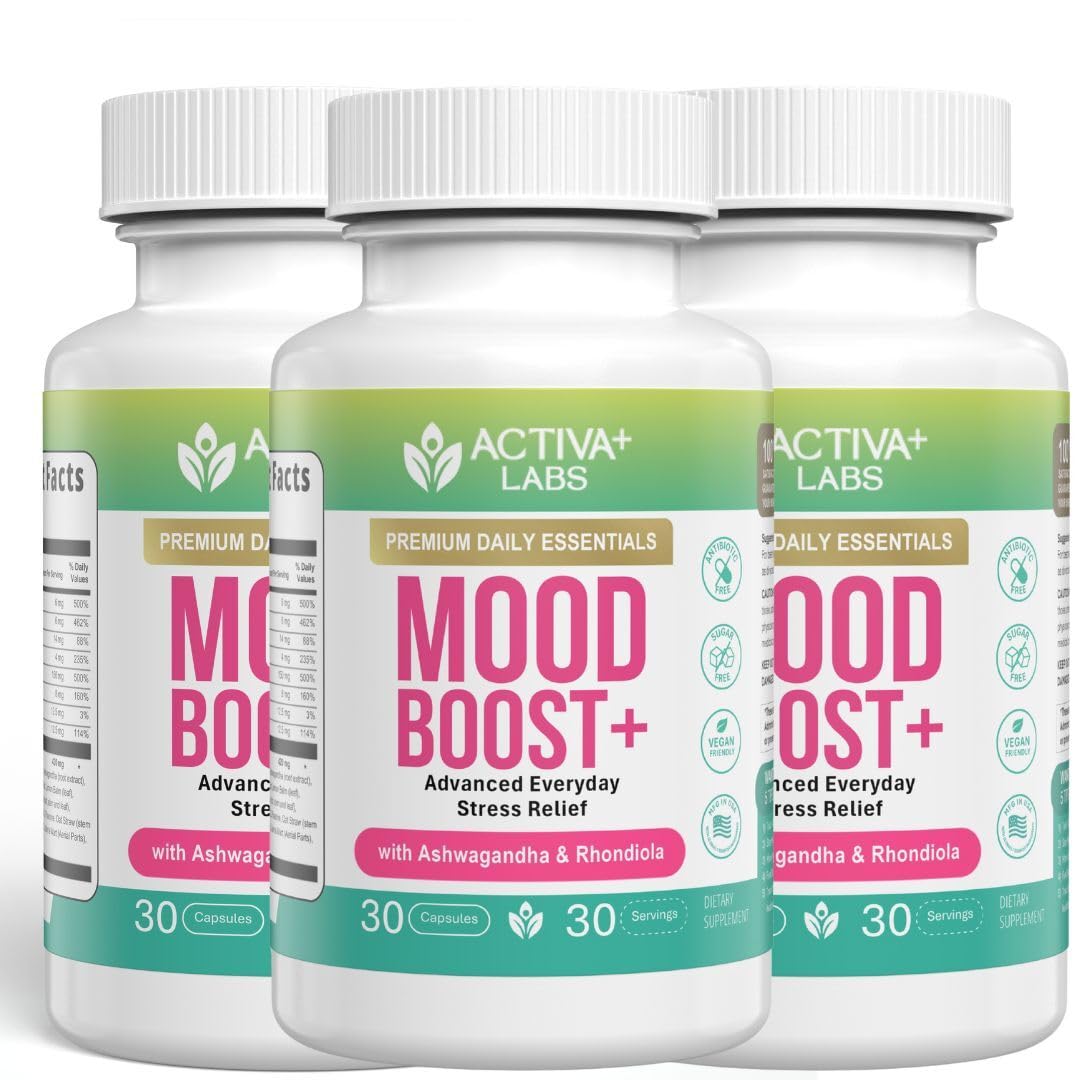 Activa Labs Mood Boost bottle front promoting balanced mood support for daily resilience