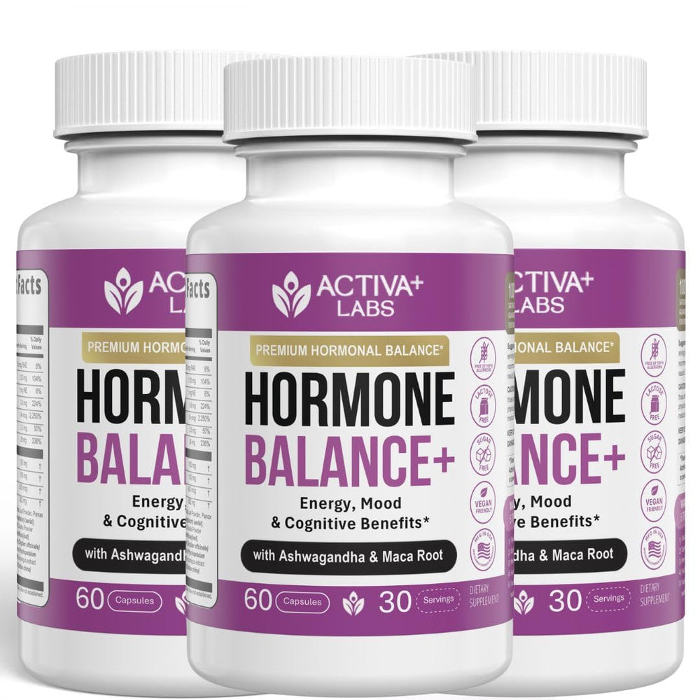 Activa Labs+ Hormone Balance bottle on a morning counter, signaling daily energy support