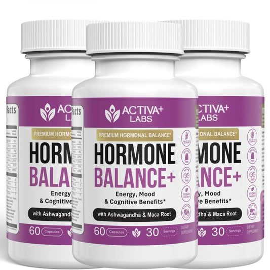 Activa Labs+ Hormone Balance bottle on a morning counter, signaling daily energy support