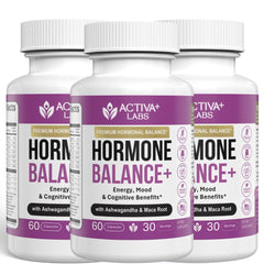 Activa Labs+ Hormone Balance bottle on a morning counter, signaling daily energy support