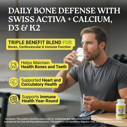 Activa Labs Vitamin D3 & K2 capsules row emphasizes triple-action daily wellness.