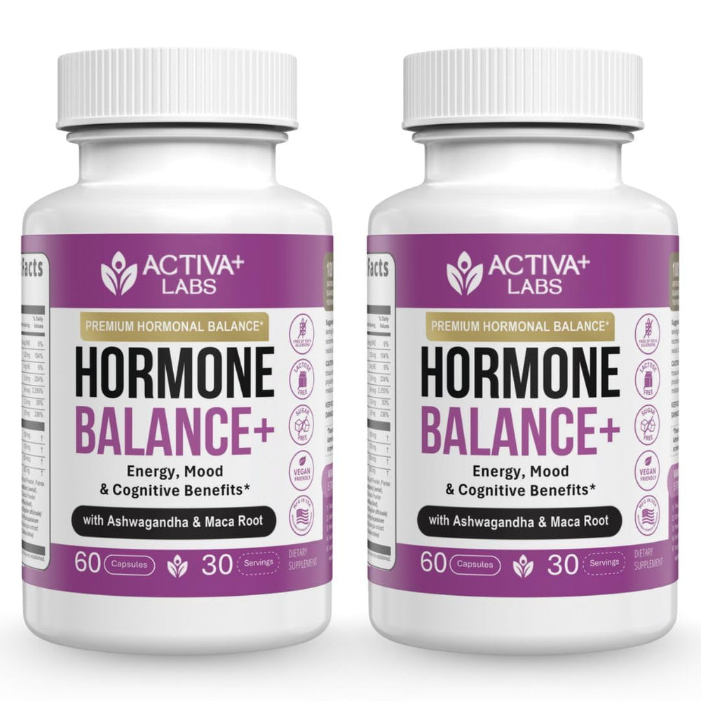 Activa Labs+ Hormone Balance bottle supports daily energy and mood balance at a glance.
