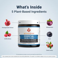 ActivatedYou Essential Skin Food label detail highlighting purity and quality.