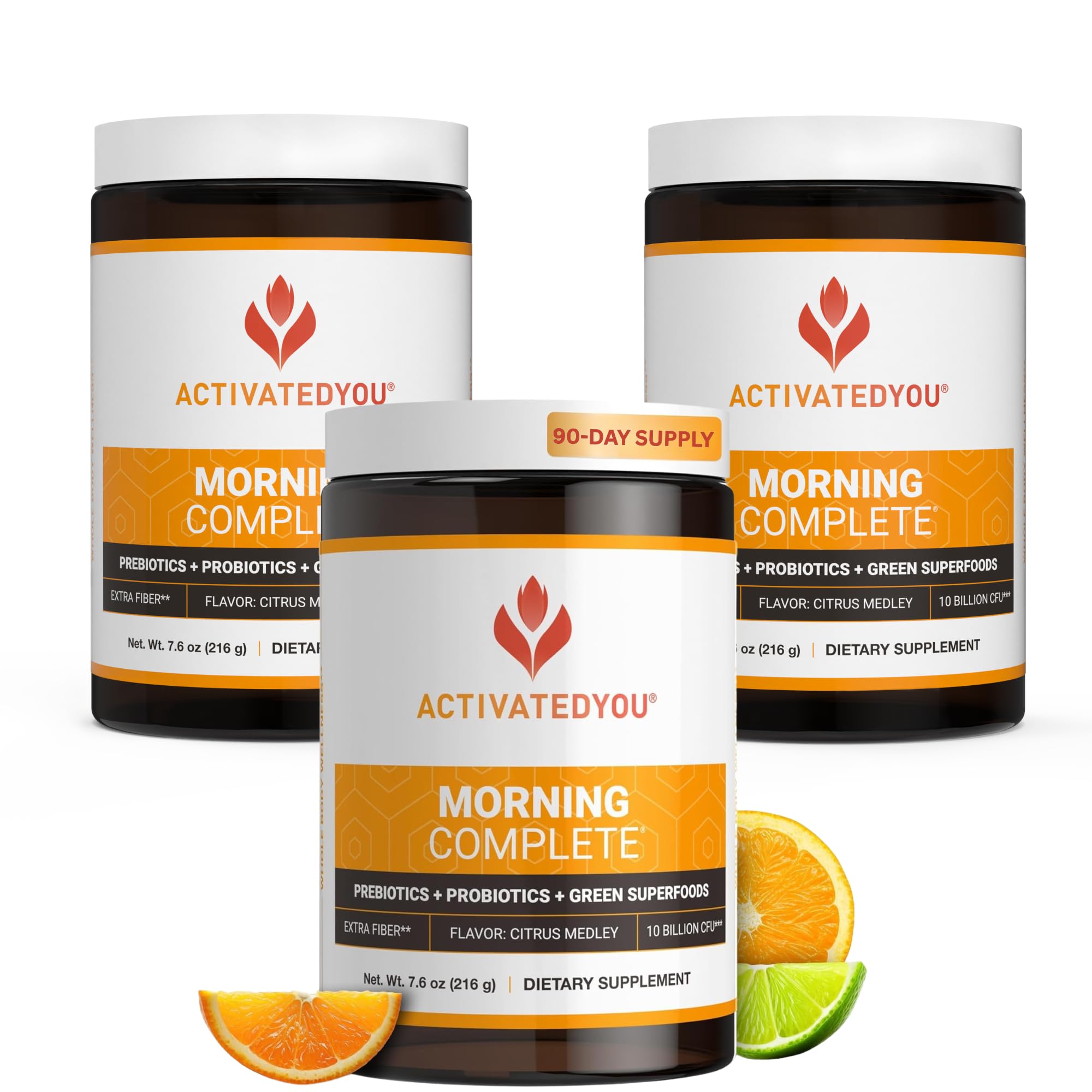 ActivatedYou Morning Complete bottle pour for quick, convenient daily wellness and energy support.