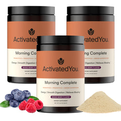 ACTIVATEDYOU Morning Complete bottle pour for gut health support and daily energy