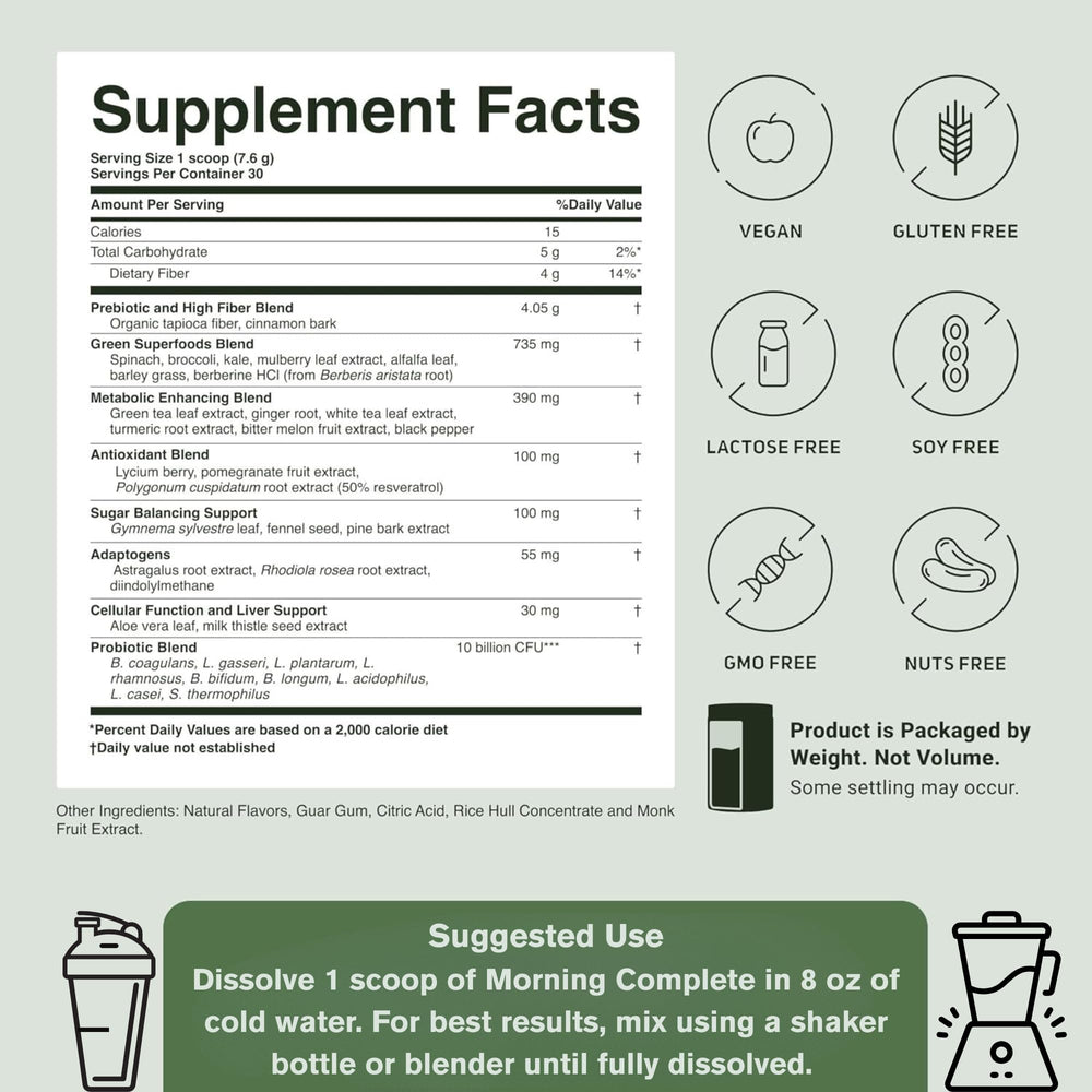 ActivatedYOU Morning Complete glass after mixing with water showcasing Apple Cinnamon flavor
