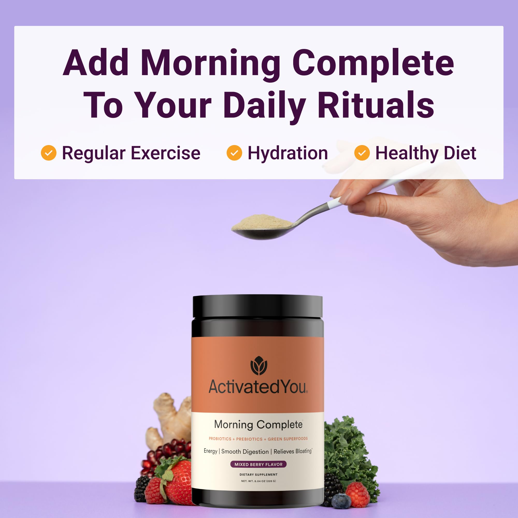 Morning Complete stirred into smoothie for a quick morning boost