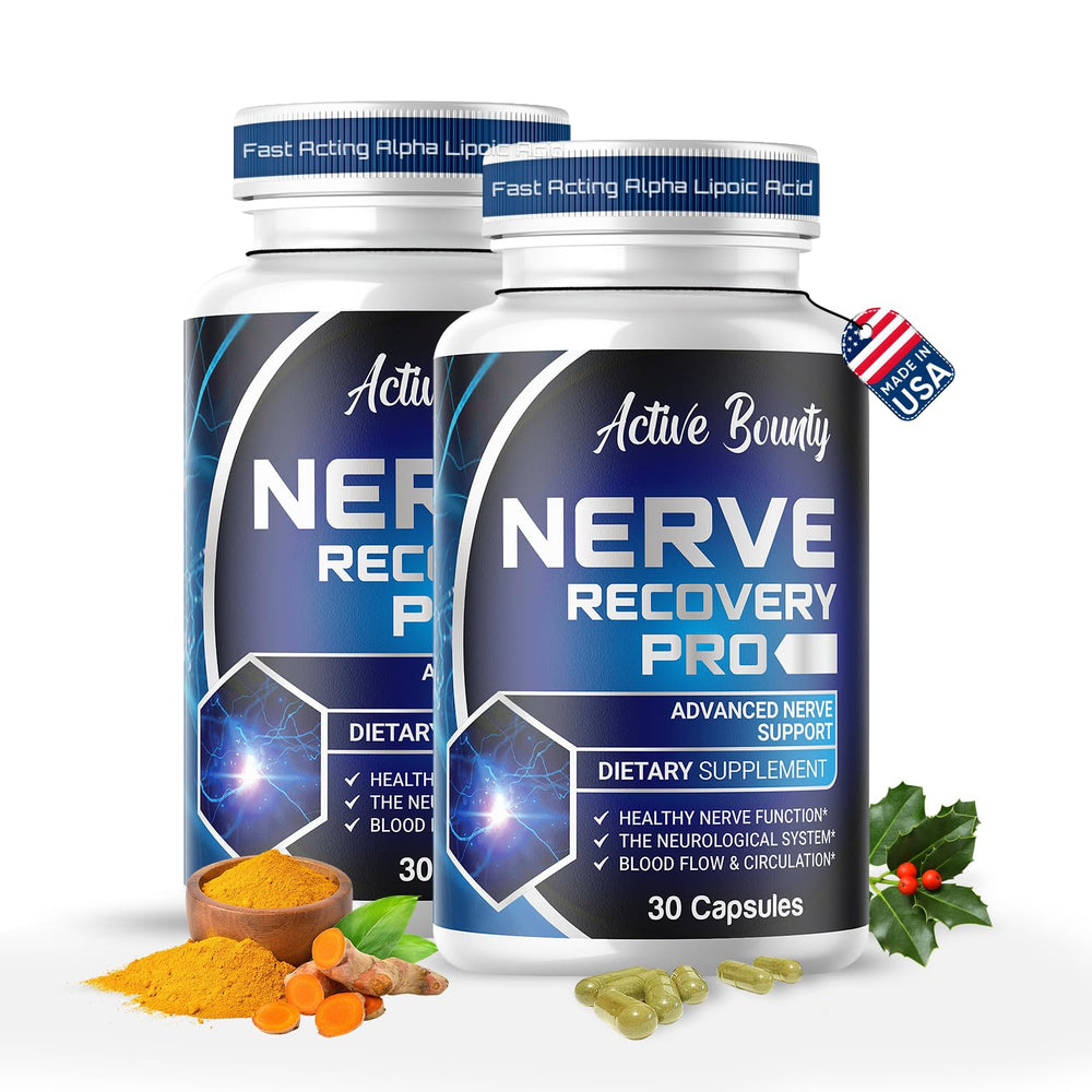 Active Bounty Nerve Recovery Pro bottle front for daily nerve support.