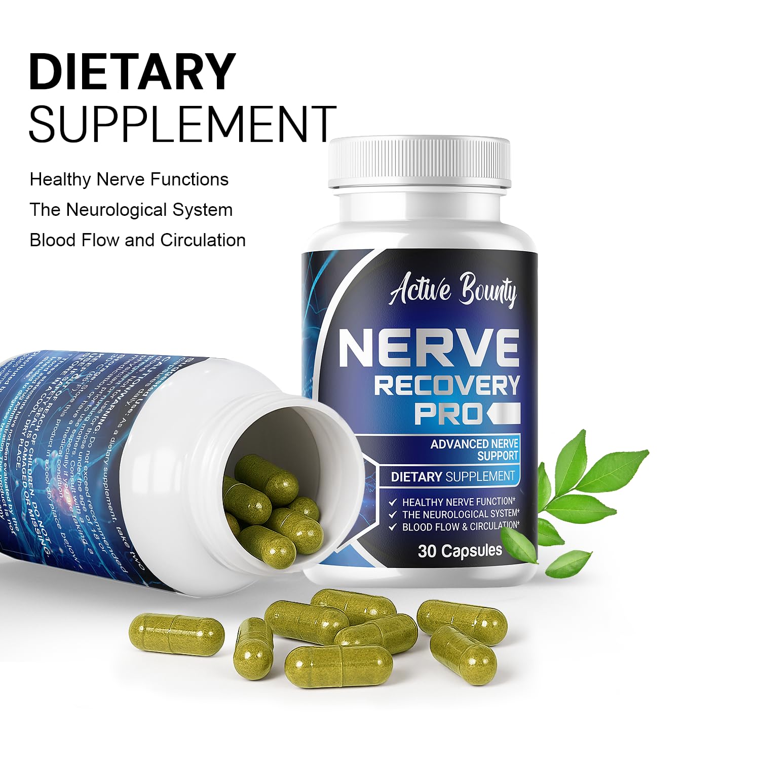 Active Bounty Nerve Recovery Pro capsules arranged for easy daily use.