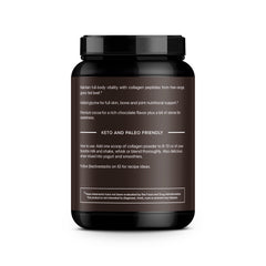 Active Stacks collagen peptides chocolate powder being poured into coffee for a smooth boost