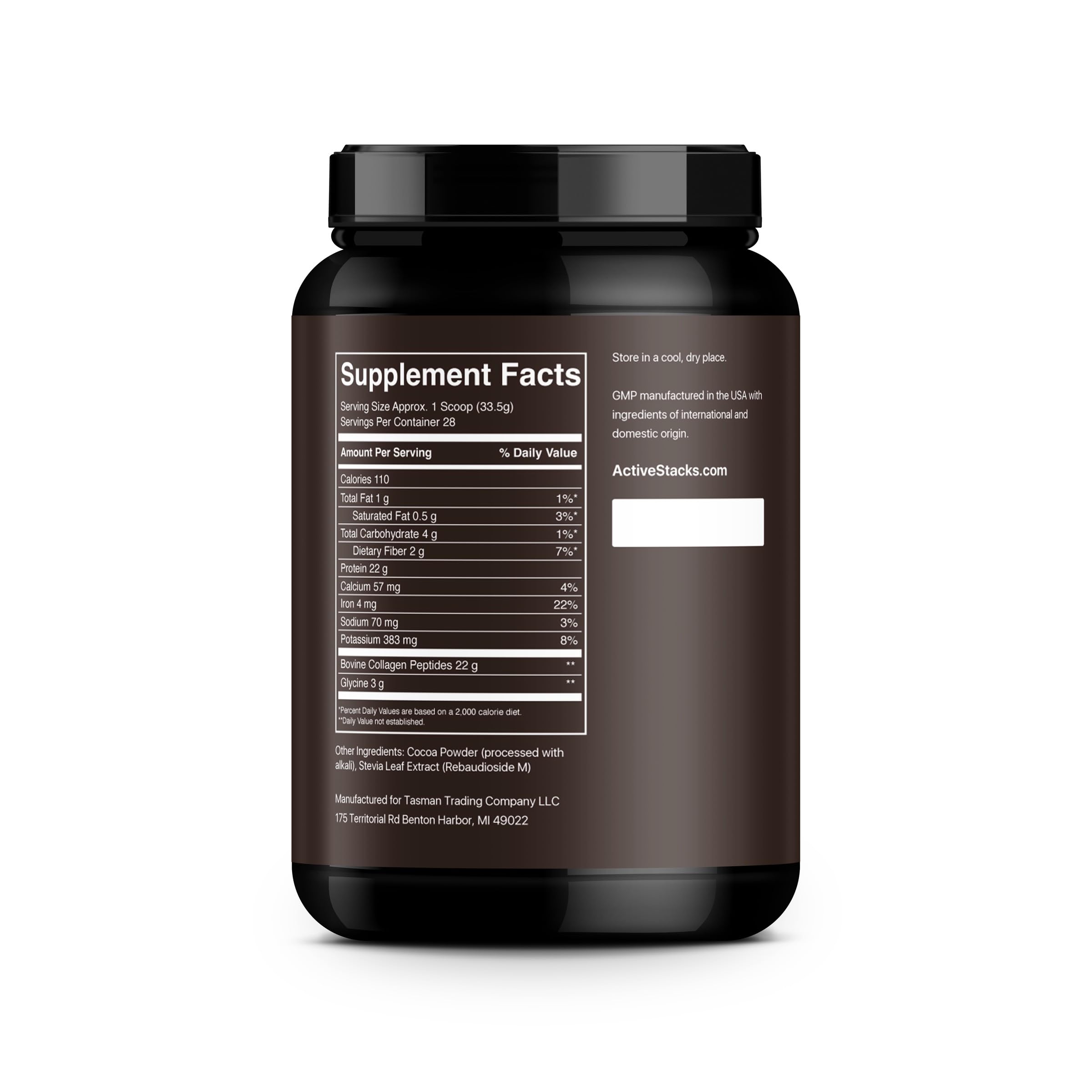 Active Stacks collagen peptides chocolate yogurt bowl mix for dessert-like protein