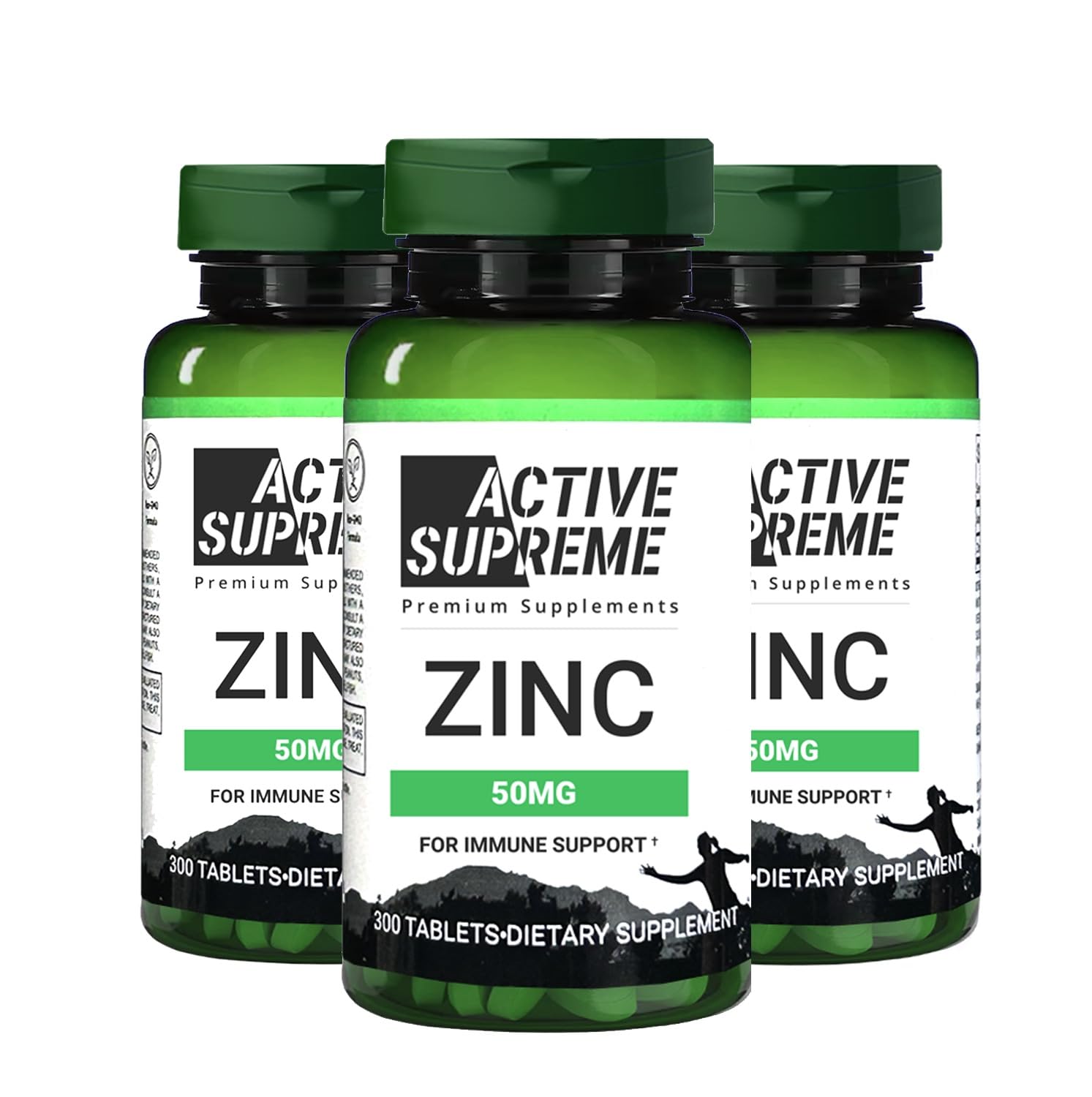 Active Supreme Zinc Citrate 50 mg bottle front promotes immune support and daily vitality