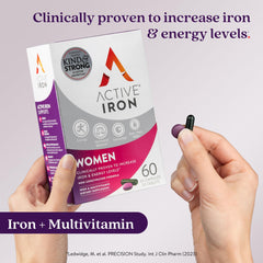 ActiveIron bottle side label highlights a gentle, non-constipating iron formula