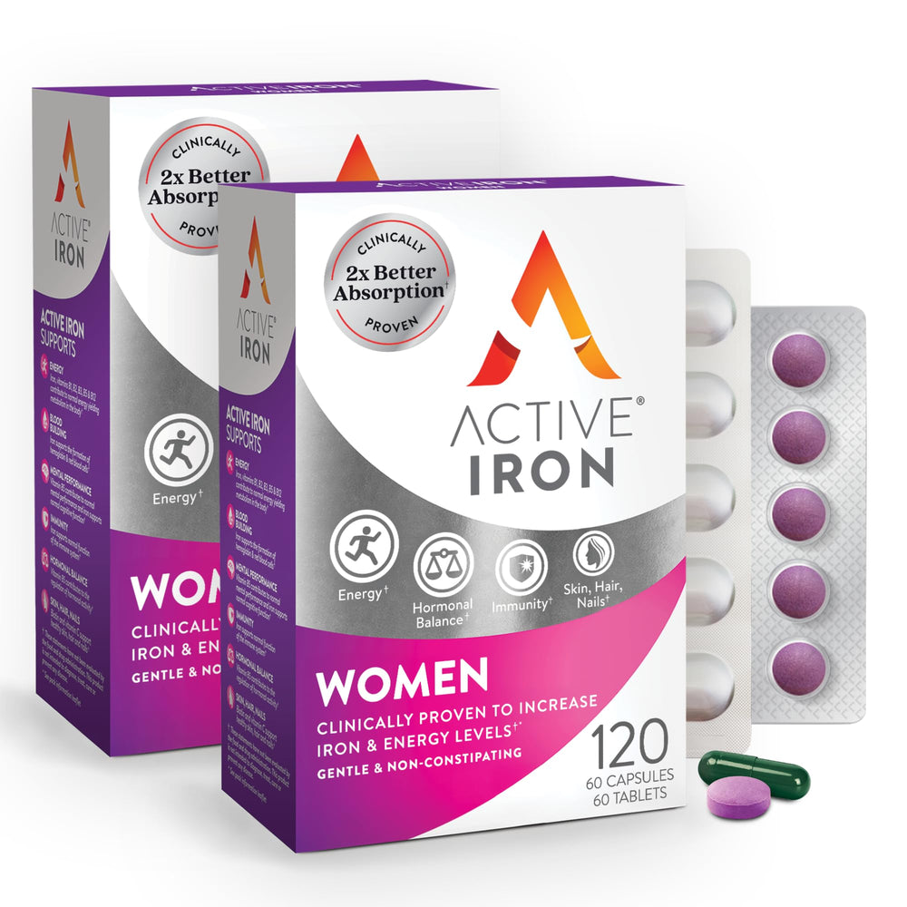 Active Iron energy bottle with capsules supports daily vitality for busy women