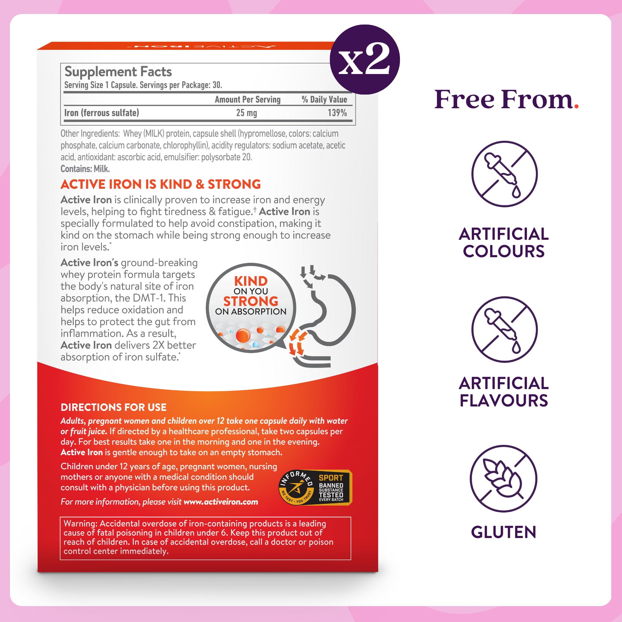 ActiveIron packaging emphasizes iron support for women and athletes