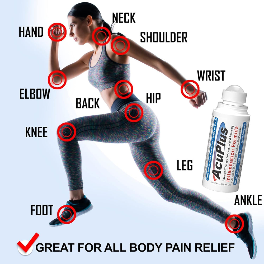 Cooling menthol sensation from AcuPlus Pain Relief Roll-On.