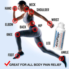 Cooling menthol sensation from AcuPlus Pain Relief Roll-On.