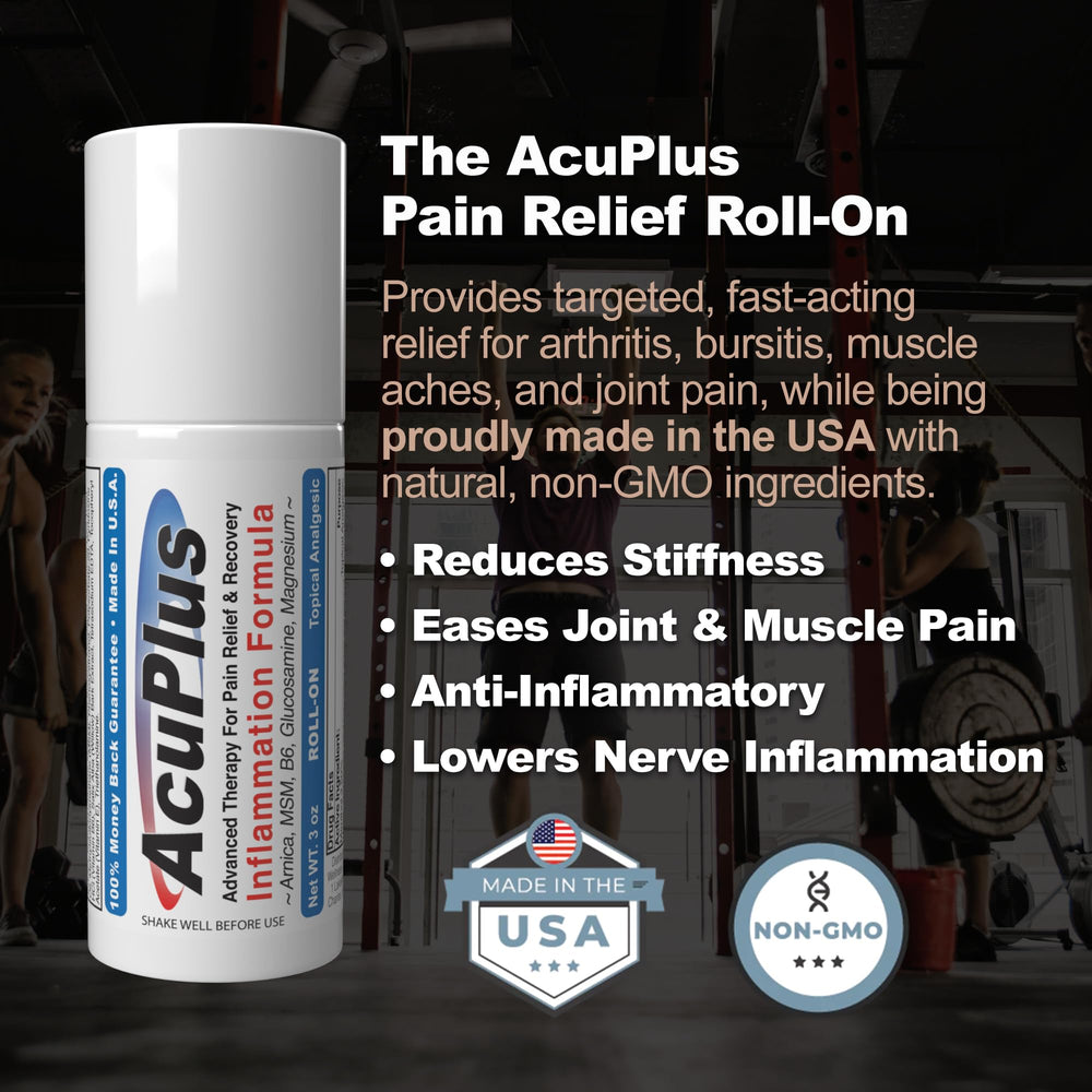 AcuPlus roll-on anti-inflammatory formula offers quick, mess-free application.