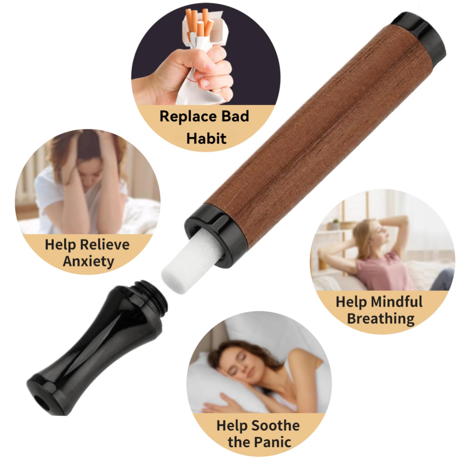 AD ADASTONE habit-replacement use case: hand-to-mouth ritual with deep breathing.