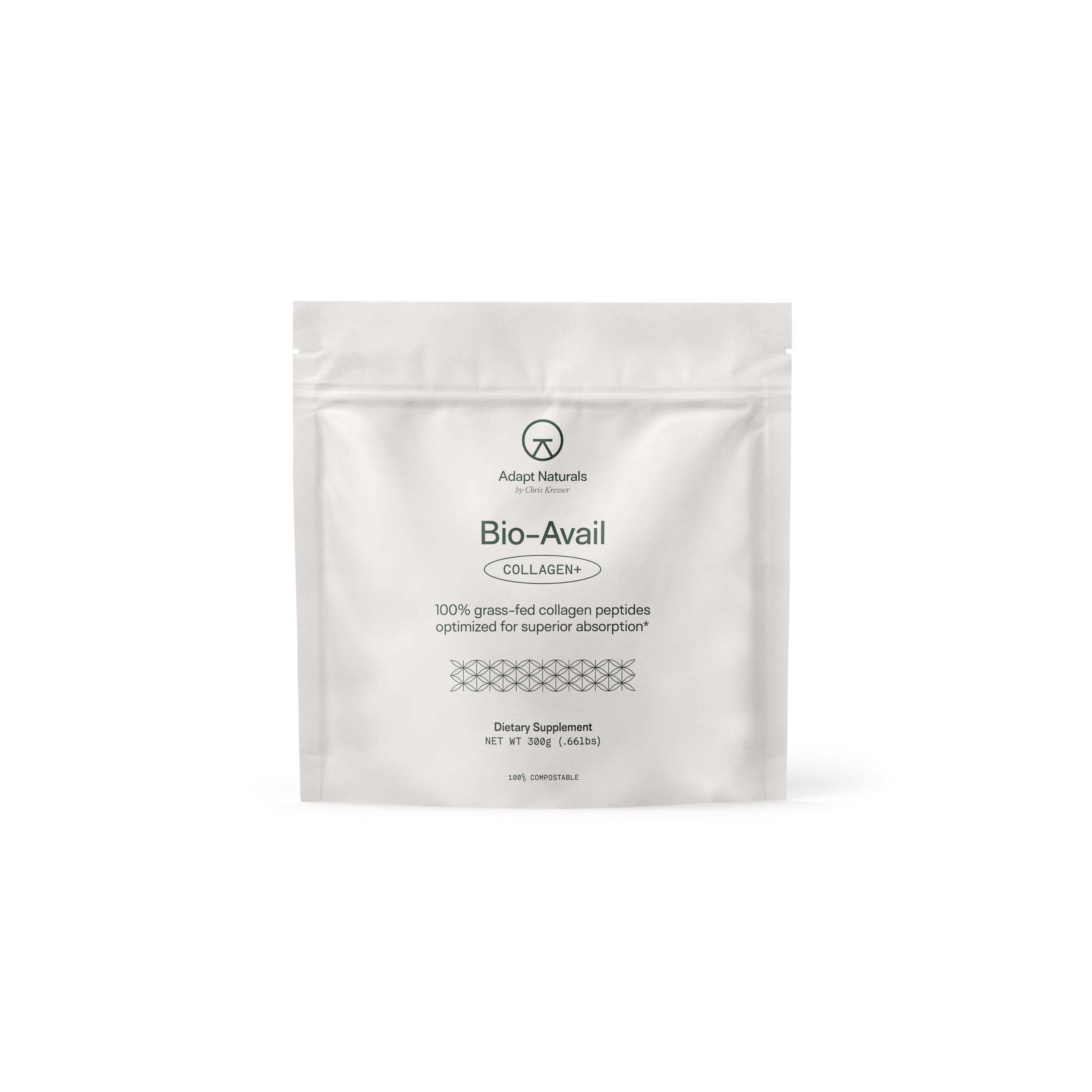 Adapt Naturals Bio-Avail Collagen+ scoop in a mug for easy daily use benefiting skin and joints