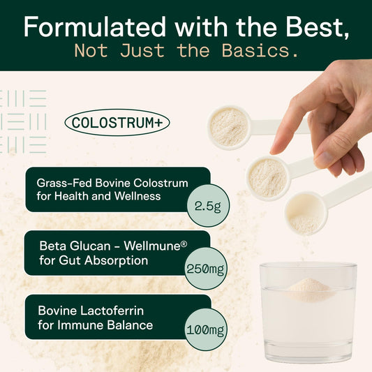 Adapt Naturals Colostrum bottle pour demonstrates easy daily intake