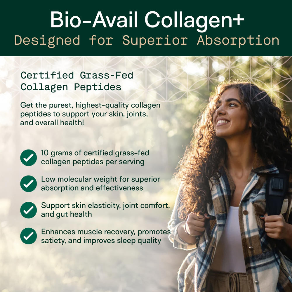 Adapt Naturals Bio-Avail Collagen+ grass-fed source highlighting natural origins and absorption