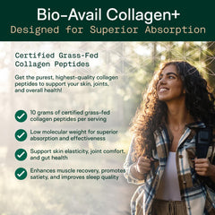 Adapt Naturals Bio-Avail Collagen+ grass-fed source highlighting natural origins and absorption