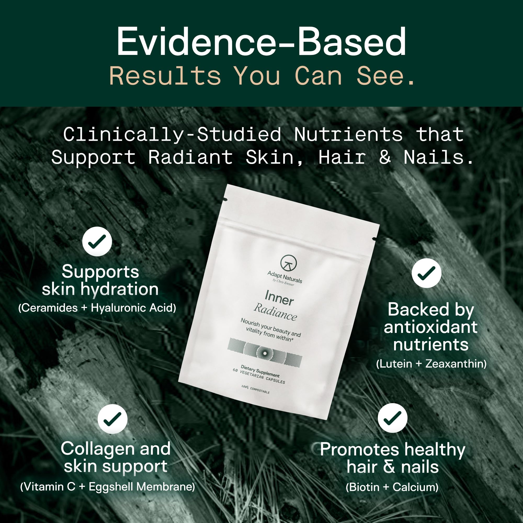 Adapt Naturals Inner Radiance rice ceramides capsule shows skin barrier benefits