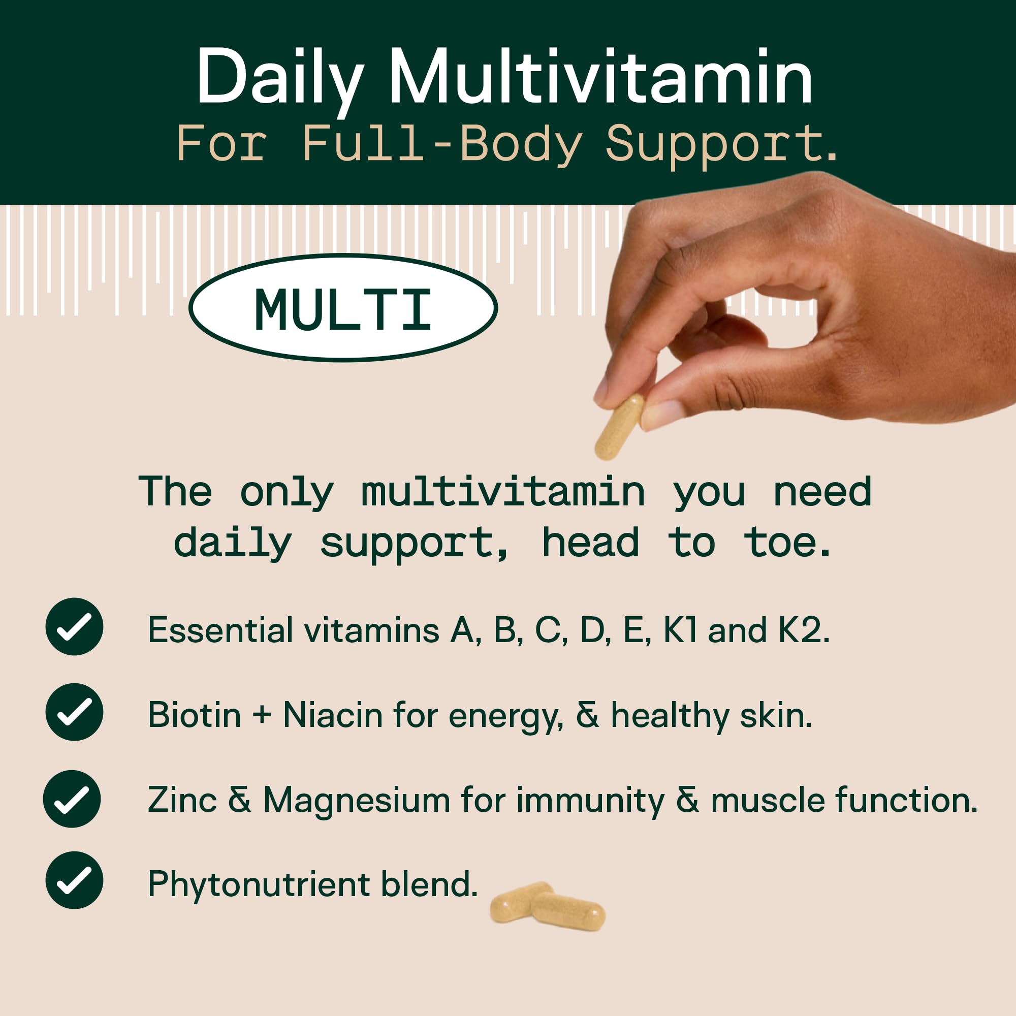 Adapt Naturals multivitamin bottle back view with ingredient info