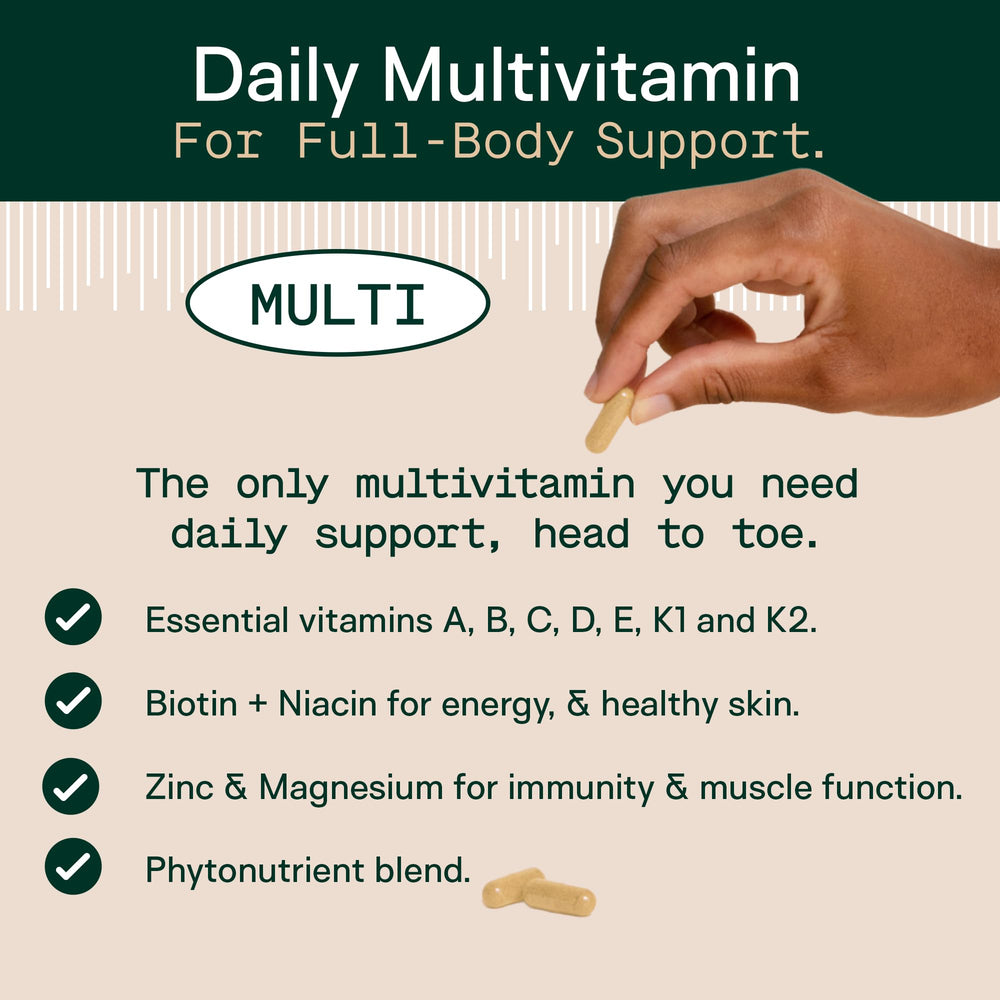 Adapt Naturals multivitamin bottle back view with ingredient info