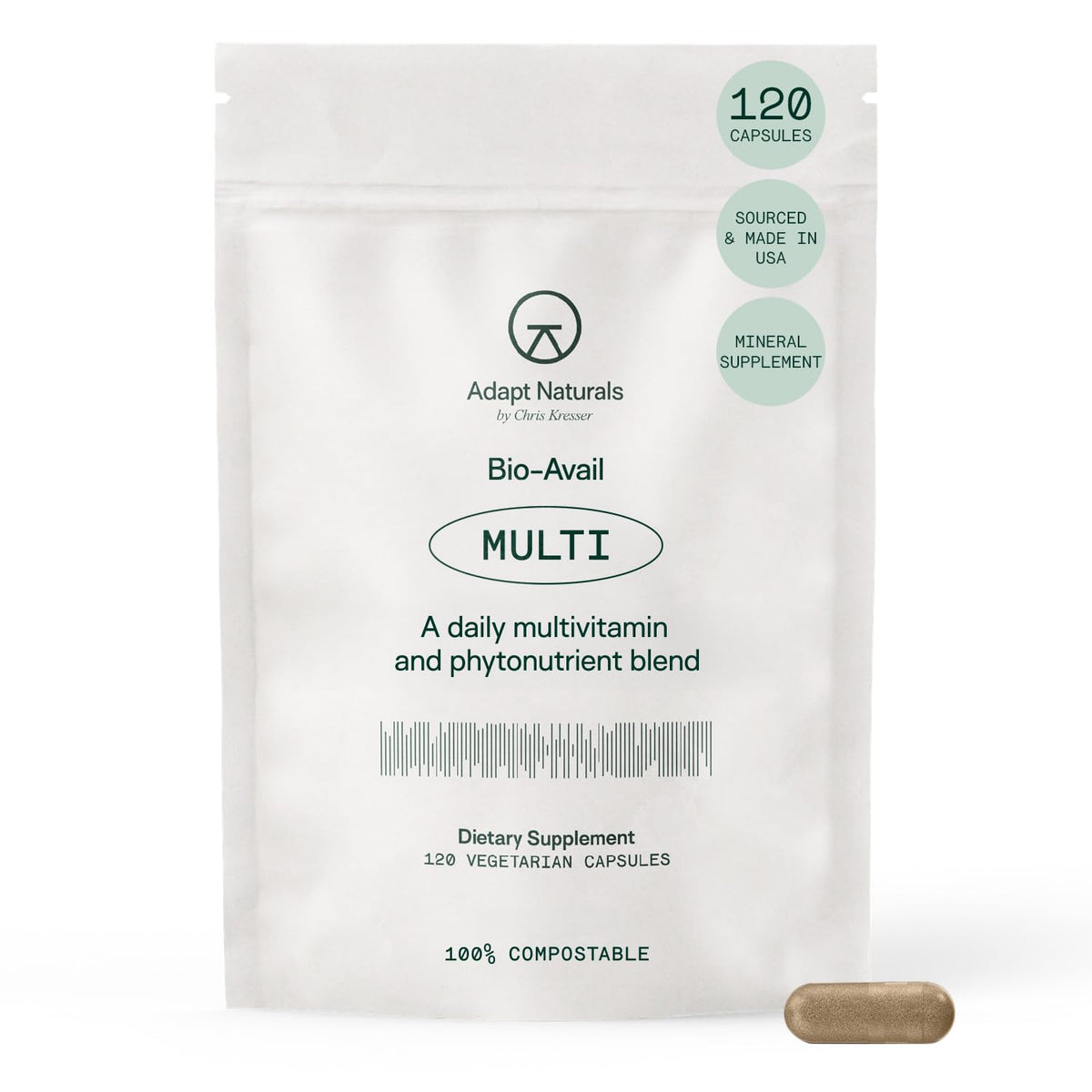 Adapt Naturals multivitamin bottle front view for daily wellness