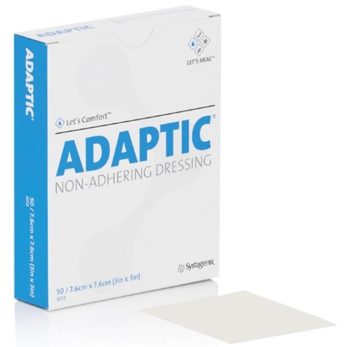 ADAPTIC non-adhering gauze 3x16, box of 36, provides easy removal and clean wound protection.