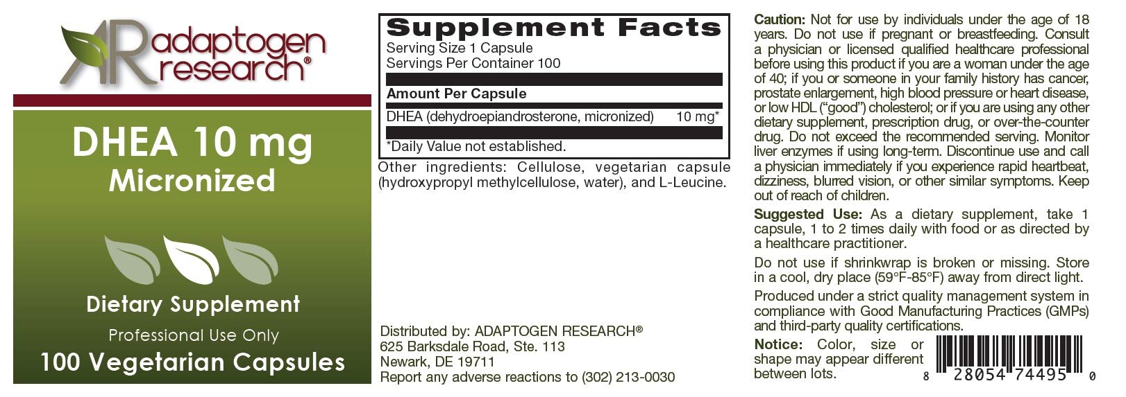 Adaptogen Research DHEA capsules closeup showing small easy-to swallow pills for metabolism and energy support.