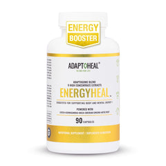ADAPTOHEAL Energyheal bottle pour shows non-caffeine energy support for daily resilience