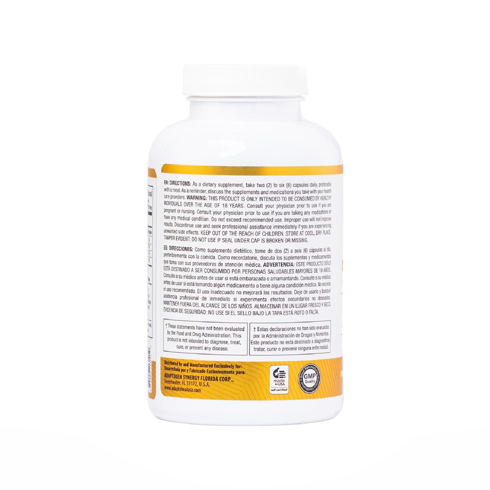 ADAPTOHEAL Energyheal made in USA label, signaling quality manufacturing