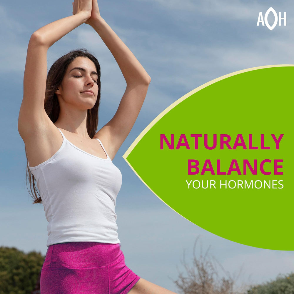 ADAPTOHEAL Hormobalance label close-up highlights Vitex and adaptogens for balanced wellbeing.