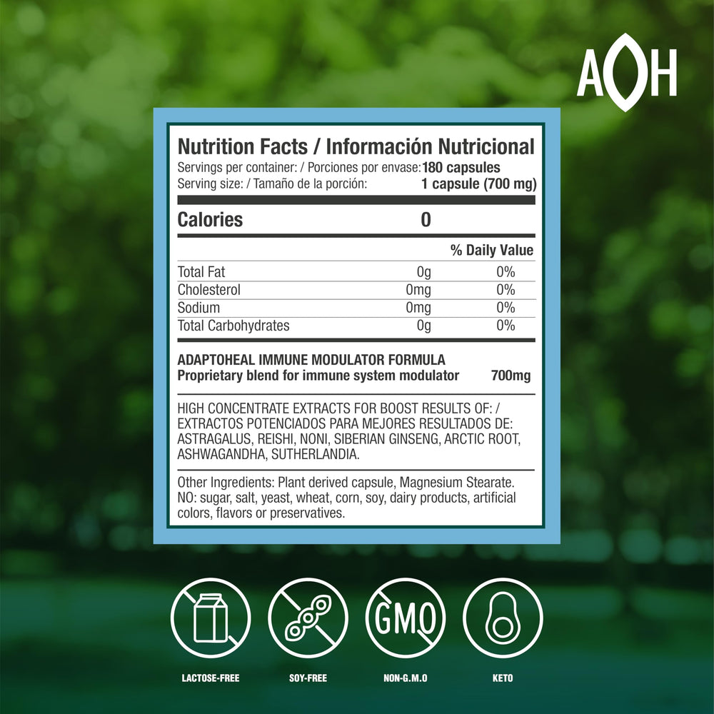 ADAPTOHEAL Immodulator capsules closeup highlighting reliable daily dosing