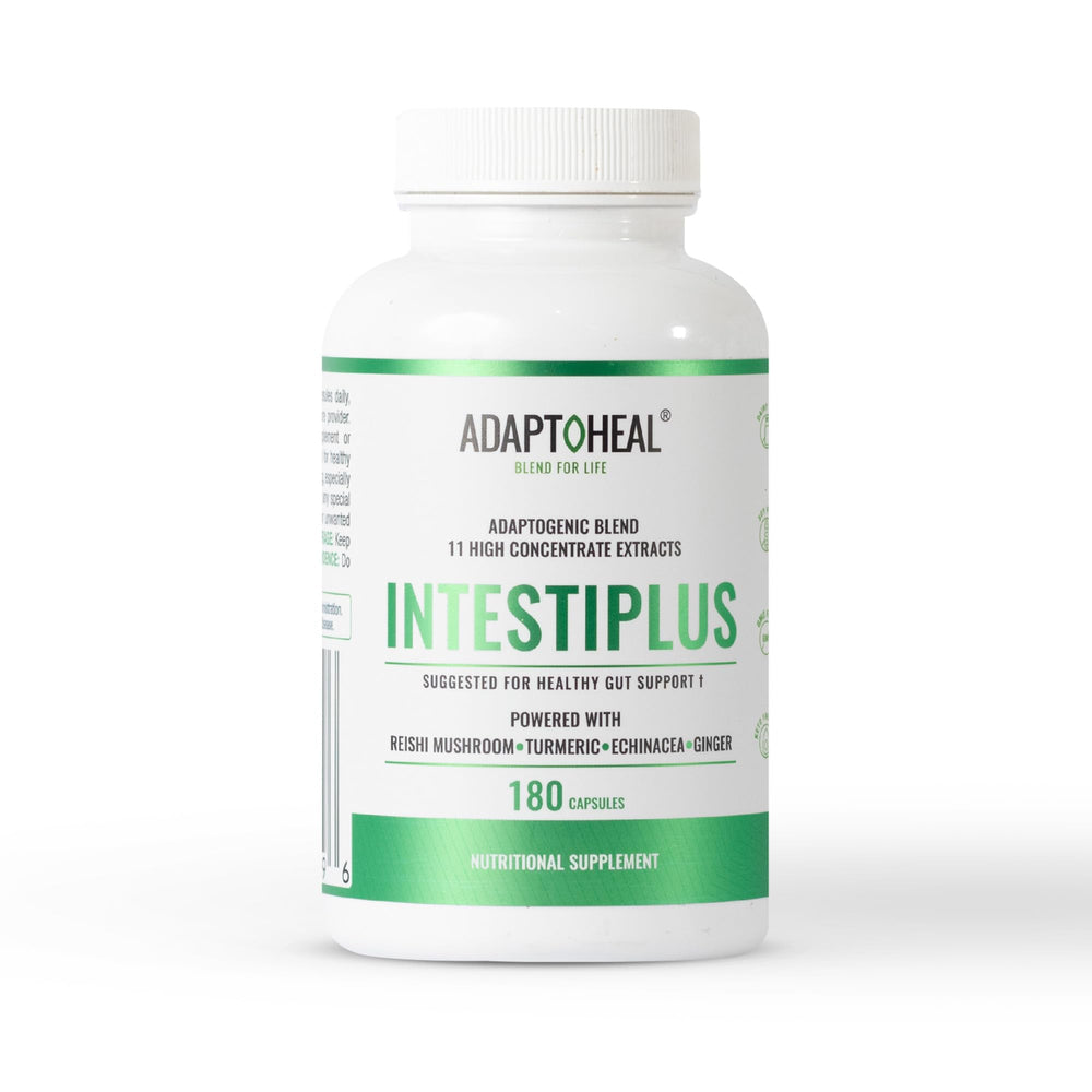 ADAPTOHEAL Intestiplus bottle front for daily gut support.