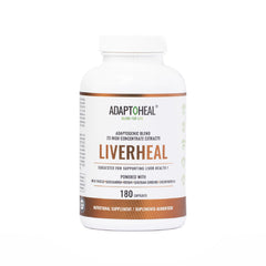 ADAPTOHEAL milk thistle and turmeric bottle illustrates liver-support botanicals.